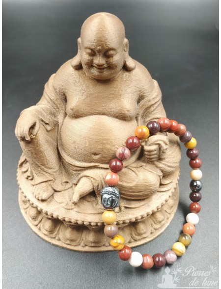 Création bracelet en pierre Jaspe Mookaite et une tête de Bouddha hématite